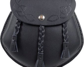 Sporran Black Sporran Celtic Sporran Vegan Sporran Belt Bag