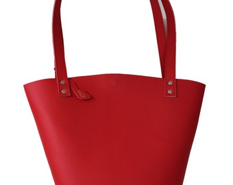 Ladies Bags Ladies Handbags Red Handbag Red Bag Vegan Bucket Bag Women Bucket Bag Bucket Handbag Top Handles Bag