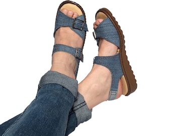 Denim Sandals Vegan Sandals Ladies Vegan Sandals Vegetarian Sandals