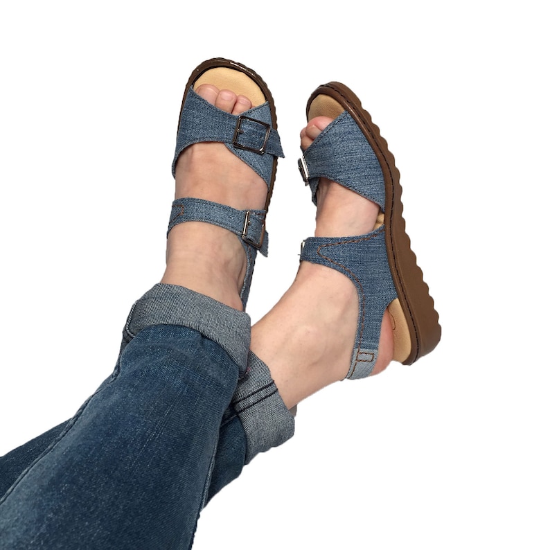 Denim Sandals Vegan Sandals Ladies Vegan Sandals Vegetarian - Etsy