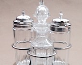 Vintage Silverplate and Cut Crystal Cruet Set