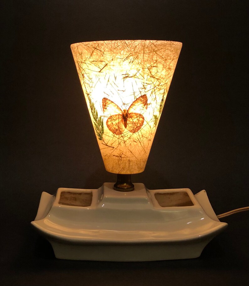 Vintage Midcentury White Ceramic Desk Lamp Etsy