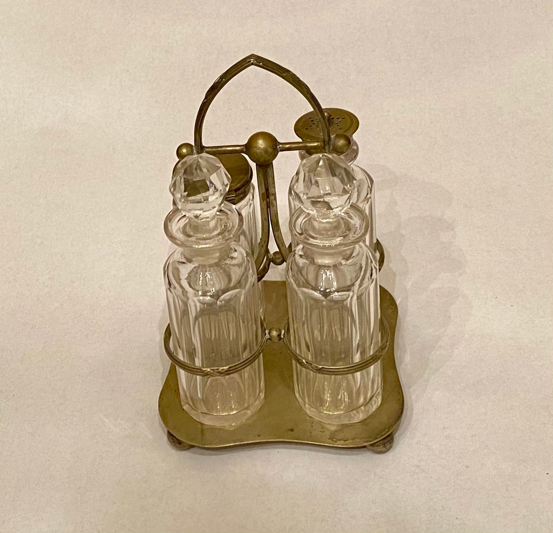 Antique Victorian 5 Piece Cut Glass Cruet Set Etsy