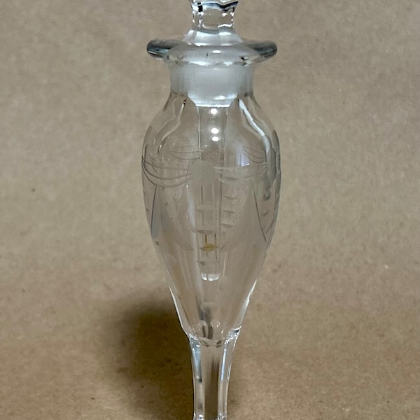 Vintage 1930’s Etched Glass Perfume Bottle