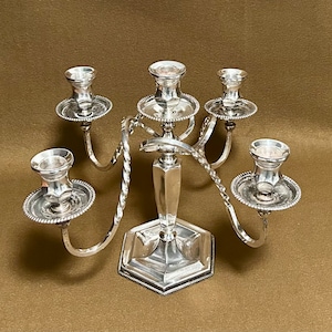 Vintage Silverplate Candelabra With 5 Candle Holders