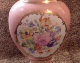 Depression Era Hand Painted Ceramic Vase by Amoges