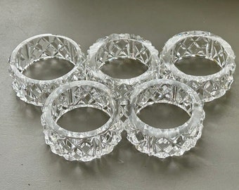 Set of 5 Lead Crystal Napkin Rings