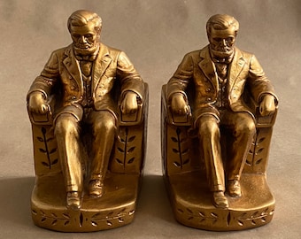 Vintage Chalkware Abraham Lincoln Bookends