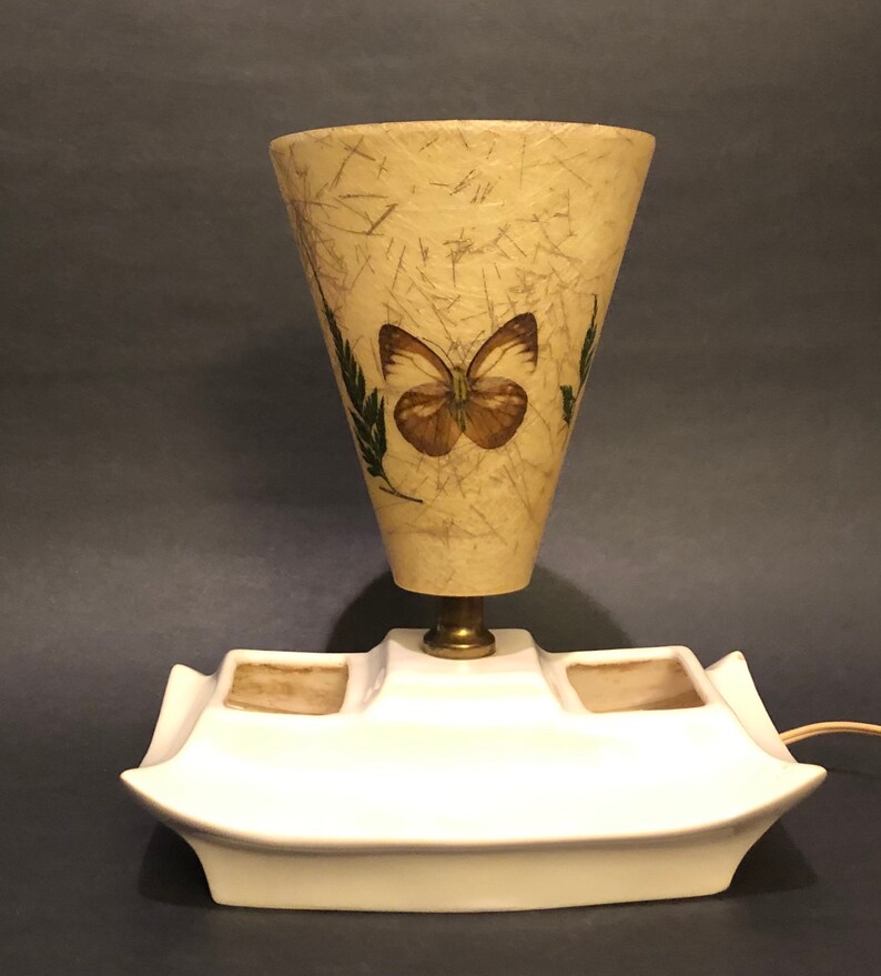 Vintage Midcentury White Ceramic Desk Lamp Etsy