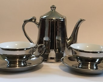 Platinum Lustre Porcelain Coffee Set