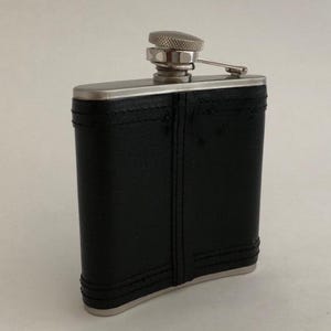 Vintage Black Leather Hip Flask