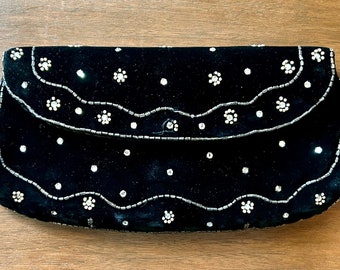 Vintage Velvet & Rhinestone Clutch