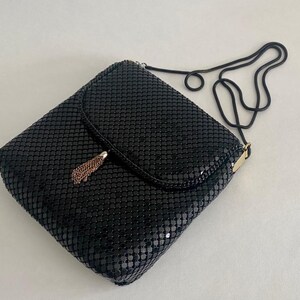 Vintage Black Enamel Metal Mesh Purse