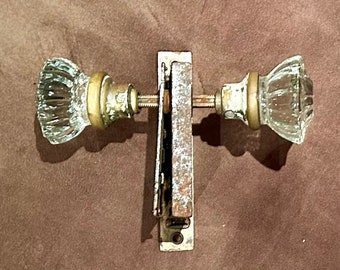 Antique Clear Glass Door Knob Set