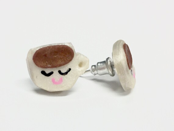 Coffee and Donut Earrings Coffee House Earrings Foodie Earrings