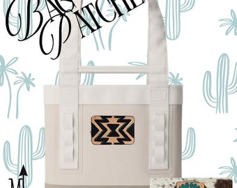 Yeti Camino Bogg Bag Leather Patch Tooled Leather Custom Camino Custom Yeti Custom Bogg Bag Custom Tote Camino Accessories Bogg Accessories