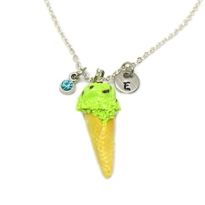 Mint Chocolate Chip Ice Cream, Ice Cream Charm, Ice Cream Jewelry, Mint Ice Cream Charm, Ice Cream Cone, Ice Cream Necklace, Ice Cream Lover