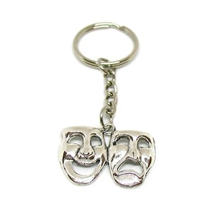Drama Keychain, Drama Key Ring, Drama Charm, Comedy Tragedy Mask Keychain, Personalized Keychain, Theater Mask Keychain, Drama Teacher Gift