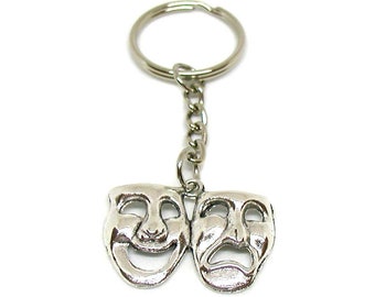Drama Keychain, Drama Key Ring, Drama Charm, Comedy Tragedy Mask Keychain, Personalized Keychain, Theater Mask Keychain, Drama Teacher Gift