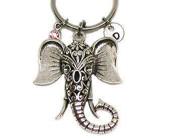 Elephant Keychain, Elephant Key Ring, Personalized Elephant Keychain, Elephant Lover, Elephant Charm, Zoo Animal Keychain, Animal Lover Gift