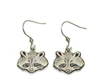 Raccoon Earrings, Raccoon Charm, Animal Jewelry, Raccoon Gift, Animal Earrings, Raccoon Jewelry, Raccoon Lover Gift, Raccoon Face Earrings