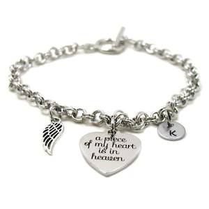 Remembrance Bracelet, A Piece Of My Heart Is In Heaven, Guardian Angel Bracelet, Angel Bracelet, Angel Jewelry, Angel Wings Bracelet