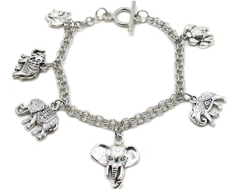 Elephant Bracelet, Elephant Jewelry, Elephant Lover Bracelet, Baby Elephant Charm, Silver Elephant, Pachyderm Charm, Zoo Animal Bracelet