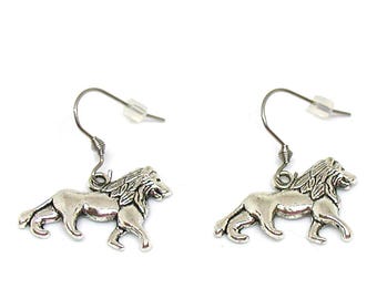 Lion Earrings, Lion Charm, Lion Jewelry, Lion Gift, Animal Jewelry, Animal Lover Earrings, Zoo Charm, Zoo Animal, Lion Lover Earrings Gift