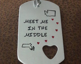 Long Distance Friends Keychain, Long Distance Couples Keychain, Personalize States Gift, Custom Keychain, State Keychain, Long Distance Gift