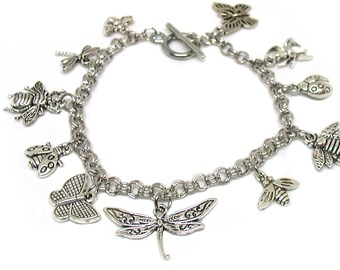 Bracelet Insecte, Charmes Insecte, Bracelet À Charmes Libellule, Collection Insectes, Bracelet Papillon, Bijoux Papillon, Bracelet Abeille, Charmes Insectes
