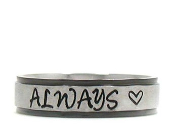 Personalized Phrase Ring, Stainless Ring, Stainless Steel Ring, Personalized Ring, Custom Name Ring, Hand Stamped Ring, Best Friend Rings