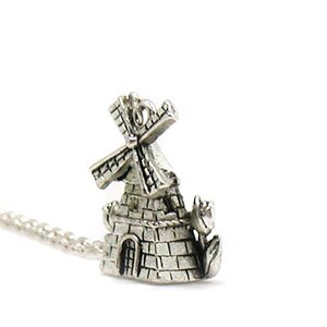 Silver Windmill Necklace, Charm Jewelry, Windmill Charm Necklace, Dutch Windmill Necklace, Windmill Pendant, Windmill Jewelry, Farmer Charm