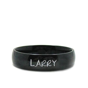 Black Personalized Name Ring, Black Ring Band, Stainless Steel Ring, Personalized Ring, Custom Name Ring, Men&#39;s Ring, Unisex Ring, Guy Gift