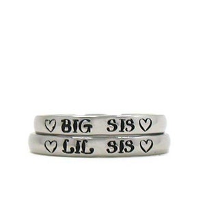 Big Sis Lil Sis Stacking Ring, Custom Ring, Sister Rings, Stacking Rings, Custom Name Ring, Hand Stamped Stacking Ring, Stackable Rings