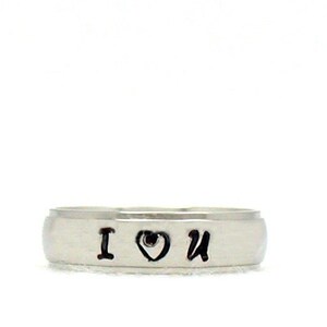 I Love You Ring, Stainless Steel Ring, Hand Stamped Ring, Love Ring, Silver Ring, Custom Ring, Ready To Ship, Handstamped Jewelry