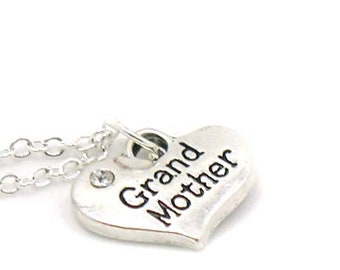 Grandmother Charm Necklace, Charm Jewelry, Grandmother Gift Necklace, Grandmother Pendant, Everyday Jewelry, Grandmother Heart Charm