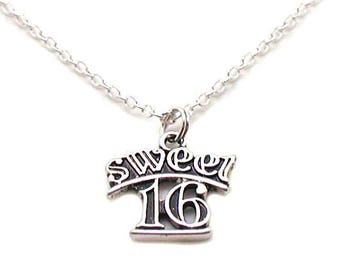 Sweet 16 Necklace, 16 Birthday Necklace, Sweet 16 Charm, Sweet 16 Pendant, Birthday Jewelry, Birthday Necklace, Sweet 16 Gift, Sweet Sixteen