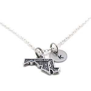 Maryland Necklace, State Of Maryland Necklace, Personalized Necklace, Initial Necklace, Maryland Charm, State Jewelry, State Necklace