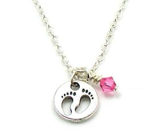 Baby Feet Necklace, Charm Necklace, Charm Jewelry, Baby Feet Pendant, New Mom Necklace, Mother Jewelry, Footprint Necklace, Gift Under 20