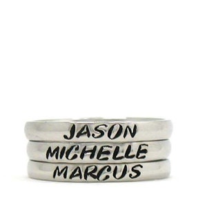 Personalized Stacking Ring, Custom Ring, Stainless Steel Ring, Stacking Ring, Custom Name Ring, Hand Stamped Stacking Ring, Anniversary Gift