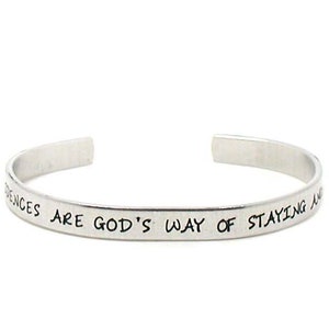 Coincidences Are God&#39;s Way Of Staying Anonymous, Aluminum Cuff, Personalized Bracelet, Hand Stamped Cuff, Religious Cuff, Adjustable Cuff