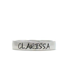 Custom Name Ring, Hand Stamped Ring, Stainless Steel Ring, Engraved Ring, Personalized Ring, Customized Ring, 4mm Ring, Friendship Rings