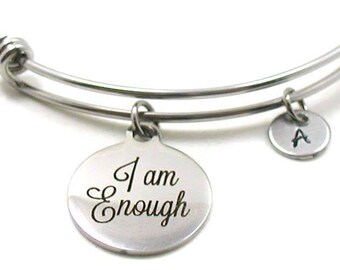I Am Enough Bangle, I Am Enough Bracelet, I Am Enough Jewelry, Inspirational Bangle, Inspirational Jewelry, Statement Bangle, You Are Enough