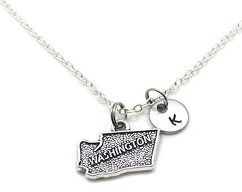 Washington Necklace, State Of Washington Necklace, Personalized Necklace, Initial Necklace, Washington Charm, State Jewelry, State Necklace