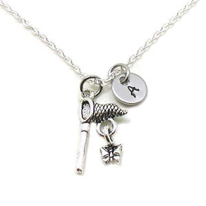 Butterfly Net Necklace, Butterfly Net Charm, Butterfly Jewelry, Monogram Necklace, Butterfly Charm, Silver Butterfly Gift, Customized Gift
