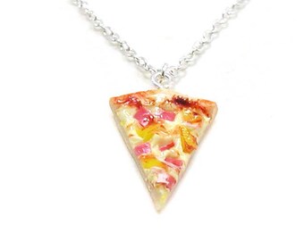 Pizza Necklace, Charm Necklace, Charm Jewelry, Hawaiian Pizza Necklace, Pizza Jewelry, Slice Of Pizza Charm, Pizza Lover, Best Friend Charm