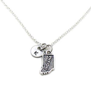 Collar de Indiana, collar del estado de Indiana, collar personalizado, collar con inicial, dije de Indiana, joyería del estado, collar del estado