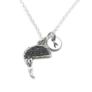 Silver Taco Necklace, Taco Pendant, Taco Chili, Beef Taco Charm, Taco Jewelry, Food Charm, Best Friend Charm, Taco Tuesday, Food Necklace