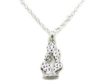 Cactus Necklace, Cactus Pendant, Cactus Charm, Plant Necklace, Cactus Jewelry, Cacti Necklace, Cacti Charm, Desert Plant, Silver Cactus