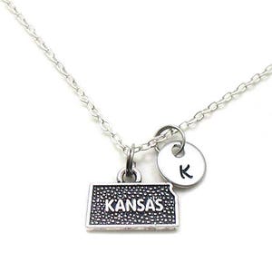 Kansas Necklace, State Of Kansas Necklace, Personalized Necklace, Initial Necklace, Kansas Charm, State Jewelry, State Necklace